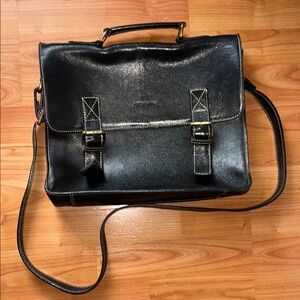 VINTAGE FINDIG Classic Black Leather Men's MESSENGER BAG